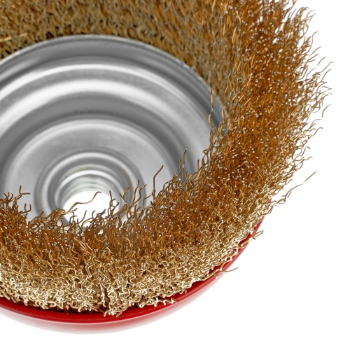 Щетка для УШМ, 100 мм, М14, "чашка", латунированная витая проволока Matrix фото 5