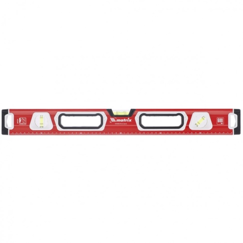 Уровень алюминиевый, магнит, фрезерованный, 3 глазка (1 зеркальный) двухкомпонентные рукоятки, 1200 мм Matrix