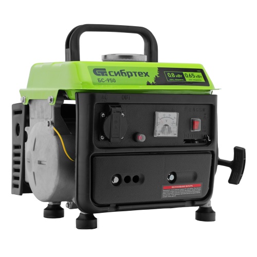 Генератор бензиновый БС-950, 0.8 кВт, 230 В, 2-х тактный, 4 л, ручной стартер Сибртех фото 11