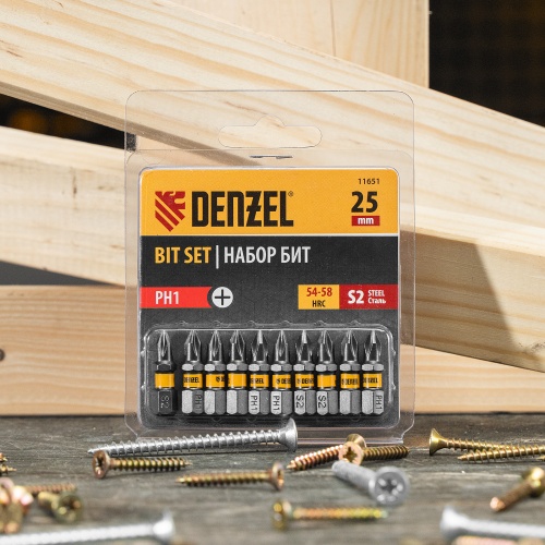 Бита PH1х25, сталь S2, шестигранный профиль, 10 шт. Е 6,3 Denzel фото 6