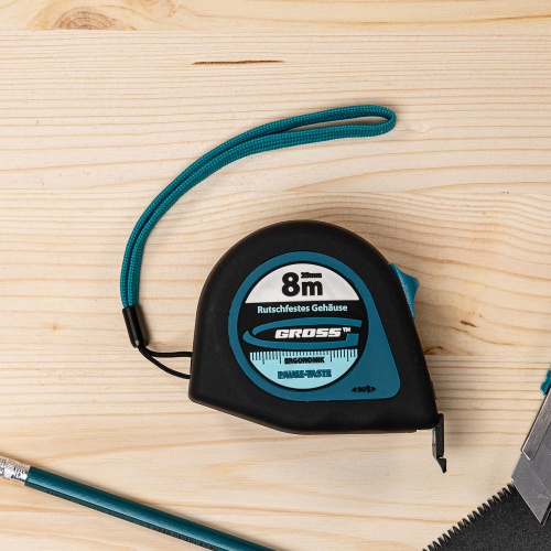 Рулетка "Ergonomisch",8 м x 25 мм,магнитный обрезиненный зацеп Gross фото 5