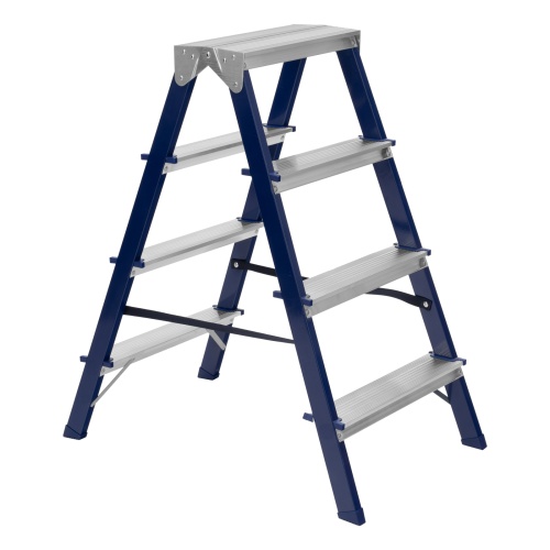 Стремянка двусторонняя 4 ступени, стальная, Сибртех фото 2 Стремянка двусторонняя 4 ступени, стальная, Сибртех фото 2