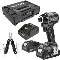 Ударный шуруповерт Ставр 18V, серия X-CLUSIVE, SID 18BL-200V-2K, 200 Нм, 2х2.0 Ач, ЗУ, кейс S-Box 9022300103