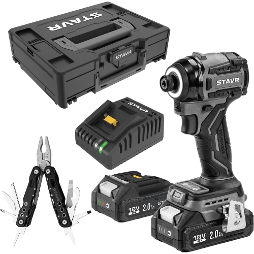 Ударный шуруповерт Ставр 18V, серия X-CLUSIVE, SID 18BL-200V-2K, 200 Нм, 2х2.0 Ач, ЗУ, кейс S-Box 9022300103 Ударный шуруповерт Ставр 18V, серия X-CLUSIVE, SID 18BL-200V-2K, 200 Нм, 2х2.0 Ач, ЗУ, кейс S-Box 9022300103