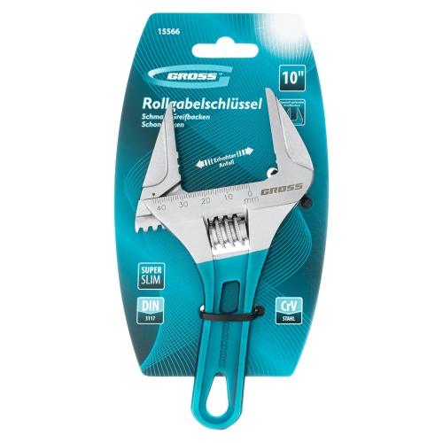 Ключ разводной, 160 мм, CrV, укороченная ручка Gross фото 6