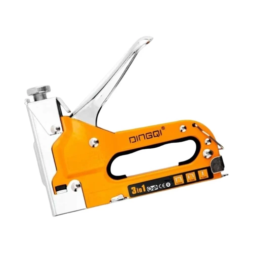 Мебельный металлический строительный степлер DINGQI три вида скоб, регулировка удара 113001