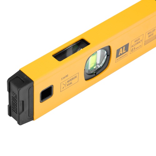 Уровень алюминиевый, магнит., фрезерованный, 3 глазка (1 зеркал.) 0,5 мм/м, 400 мм Denzel фото 4