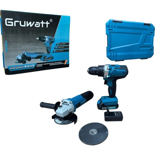 Угловая шлифовальная машина+акумуляторный шуруповерт Gruwatt DBL-SET01 фото 5