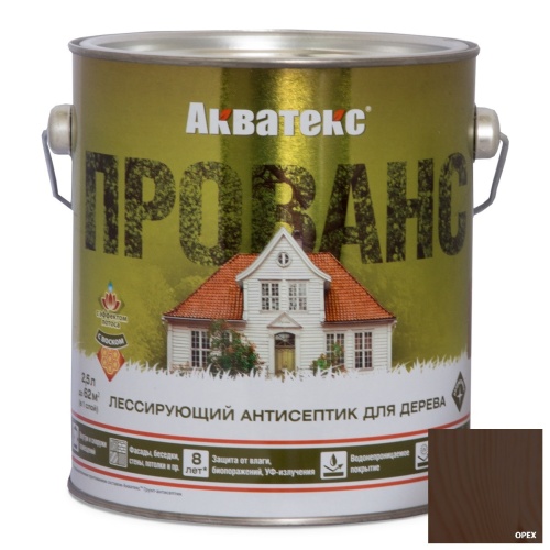 Антисептик лессирующий для дерева Акватекс Прованс Орех 2,5 л