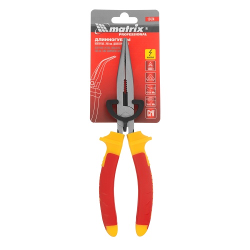 Длинногубцы изогнутые Insulated, 200 мм, двухкомпонентные рукоятки Matrix Professional фото 6