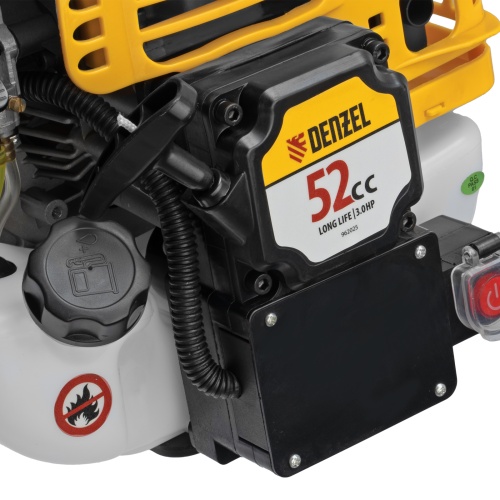Триммер бензиновый DT-52E, 52 см3, неразъемная штанга, электростартер, состоит из 2 частей Denzel фото 14