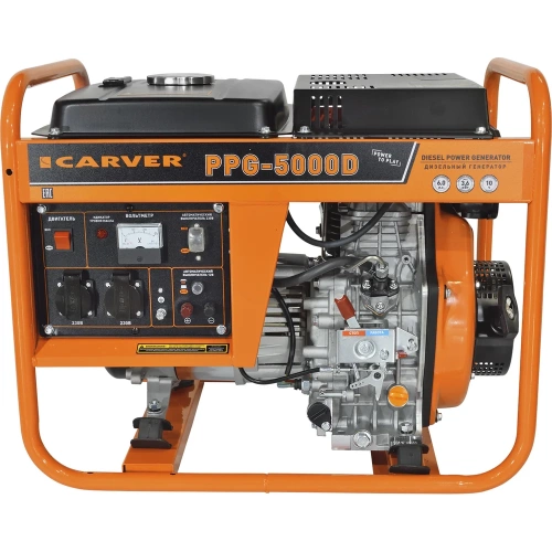 Генератор CARVER PPG - 5000D дизель (LT-178F, 3,3/3,6 кВт, 220В, бак12.5л, медь) (12 шт/пал) 01.020.00050 фото 4