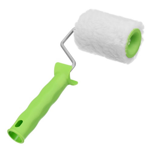 Валик с натуральным мехом, с ручкой, 100 мм, ворс 12 мм, D 48 мм, D ручки 6 мм, Сибртех фото 2