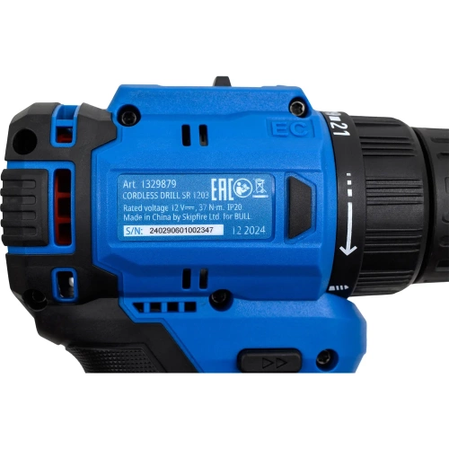 Аккумуляторная дрель-шуруповерт BULL SR 1203 Xcase БЕСЩЕТ., 12 В, 37 Н*м, 2*2 А*ч акб, БЗП 10 мм 1329879 фото 8 Аккумуляторная дрель-шуруповерт BULL SR 1203 Xcase БЕСЩЕТ., 12 В, 37 Н*м, 2*2 А*ч акб, БЗП 10 мм 1329879 фото 8