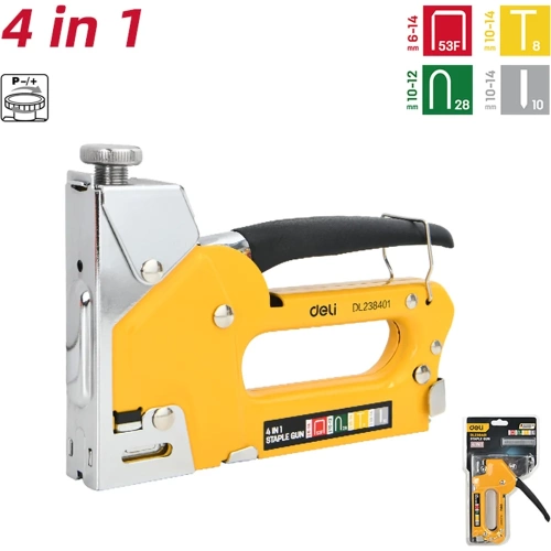 Мебельный степлер металлический 4-в-1 DELI DL238401 скобы 53Fб, гвозди 212955 фото 3