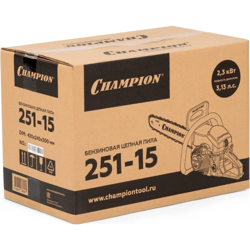 Бензопила Champion 0,325-1,5-64, 2.3кВт, 50.8 см3, легкий старт, 5.6 кг 251-15 фото 11