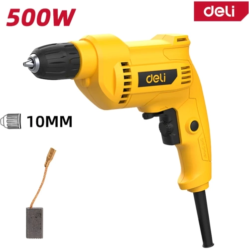 Дрель сетевая DELI 500Вт DL-DZ10-E2 (0-3300об/мин, быстрозажимной патрон 10мм, картон) 202426 фото 3