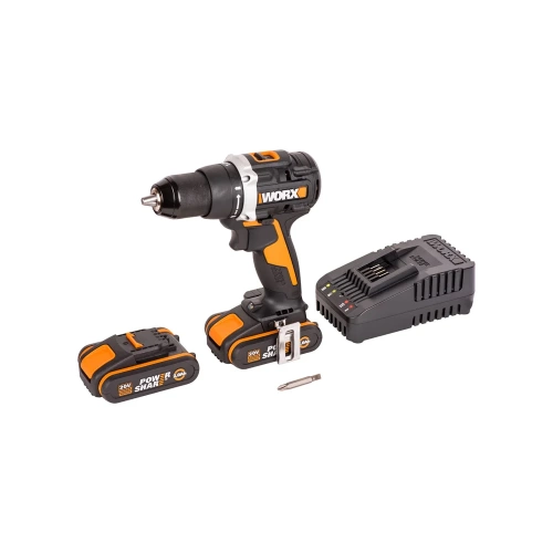 Аккумуляторная бесщёточная дрель-шуруповерт WORX 20В, 60Нм, бесщеточная, 2Ач х2, ЗУ, кейс WX102 фото 8