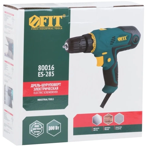 Электрическая дрель-шуруповерт FIT 300 Вт, 0-500/1650 об/мин, БзП 10 мм, резкий наклон, 25 Нм, быстрая смена щеток 80016 фото 3