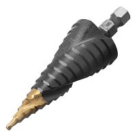 Сверло ступенчатое, 4-6-8-10-12-14-16-18-20-22-24-26-28-30-32 мм, Р6М5, 6-гр. хвостовик Denzel