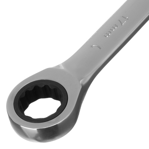 Ключ комбинированный трещоточный, 17 мм, CrV, зеркальный хром Matrix Professional фото 4