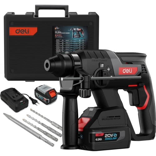 Перфоратор аккумуляторный DELI DE-DC20-2D4 (2 АКБ + ЗУ, 20В х 4Ач, SDS PLUS, 2Дж, 4750 уд/мин, кейс) 164374 фото 10