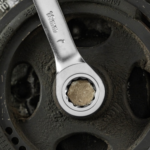 Ключ комбинированный трещоточный, 18 мм, CrV, матовый хром Denzel фото 8