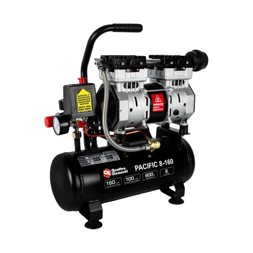 Безмасляный поршневой компрессор QUATTRO ELEMENTI PACIFIC 8-160 160 л/мин, 8 л, 1.2л.с, 8 бар 915-328