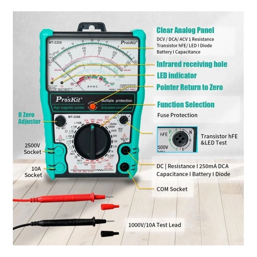 Мультиметр стрелочный Pro'sKit MT-2208 С00040321 фото 5