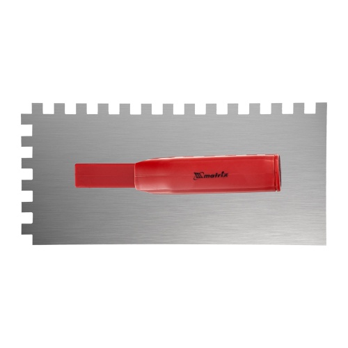 Гладилка стальная, 280 x 130 мм, зеркальная полировка, пластмастмассовая ручка, зуб 10 x 10 мм Matrix фото 3