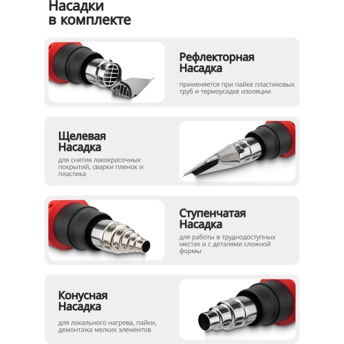 Фен промышленный электрический с насадками Forcekraft 2000 Вт FK-HG65-2000LCD(65567) фото 4