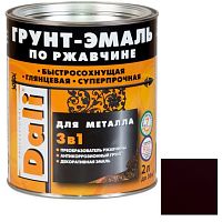 Грунт-эмаль по ржавчине Dali 3 в 1 гладкая винно-красная RAL 3005 2 л