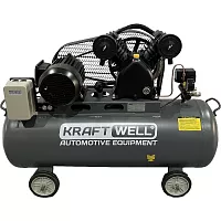 Поршневой компрессор KraftWell 420 л/мин, 10 бар, 100 л, 380В, сеть 380 В, произв-ть 420 л/мин, объем ресивера 100 л, в комплекте KRW-AC420-100L