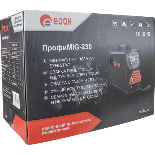Сварочный аппарат Edon ПрофиMIG-230 (MIG (Co2, MIX), MIG (FCAW) 50-230A 0.8-1 мм., MMA 20-230A., 2-4 мм. 2T/4T, рег-ка 24953 фото 11