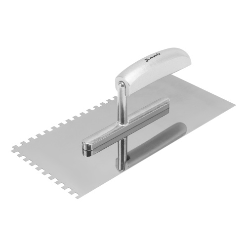 Гладилка из нержавеющей стали, 280 х 130 мм, деревянная ручка, зуб 6 х 6 мм Matrix