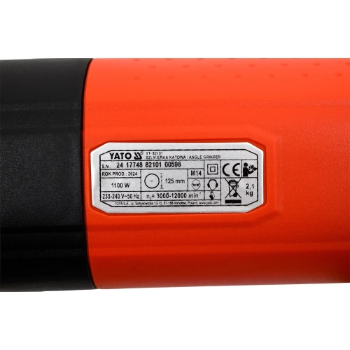 Углошлифовальная машина с регулировкой оборотов YATO 1100 Вт YT-82101 фото 9
