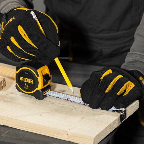 Рулетка 5м х 25мм, двухкомп. корпус, магнитный обрезиненный зацеп Denzel фото 9