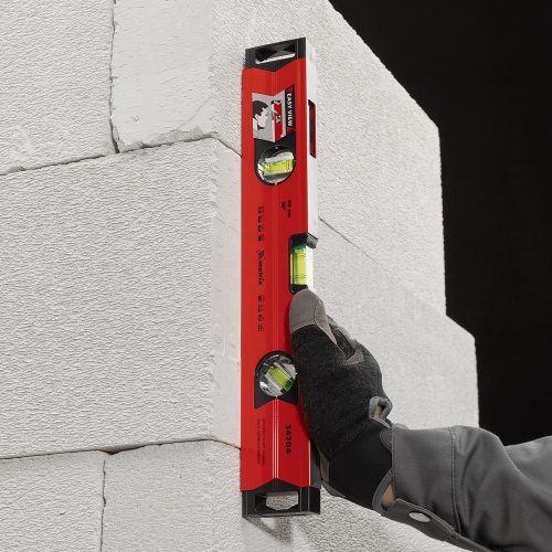 Уровень алюминиевый магнитный, 400 мм, фрезерованный, 3 глазка (1 зеркальный) усиленный Matrix фото 8 Уровень алюминиевый магнитный, 400 мм, фрезерованный, 3 глазка (1 зеркальный) усиленный Matrix фото 8