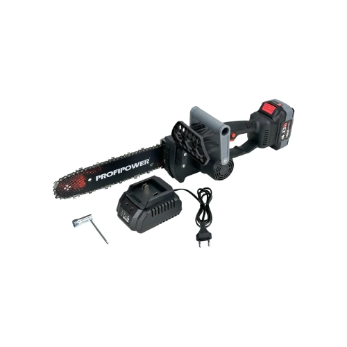 Аккумуляторная цепная бесщеточная пила Profipower MKDUC-20V (Li-ion-1 шт, 4.0 Ач, шина 12", 0-4000об/мин, цепь, З/У, в коробке) E0114M1 фото 8