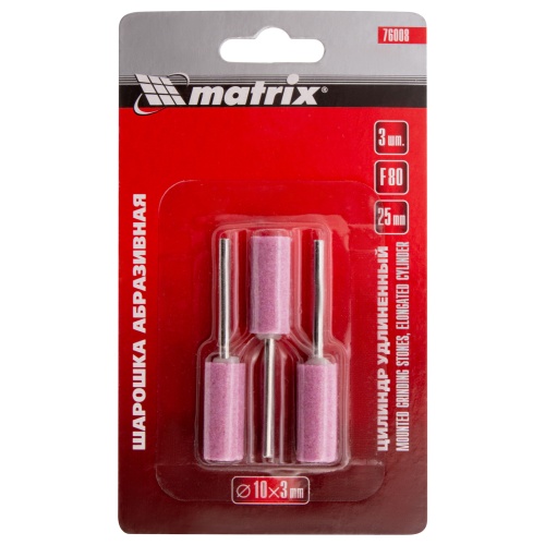 Шарошка абразивная, цилиндр удлиненный, 10 x 25 x 3 мм, F80.3 шт Matrix фото 6