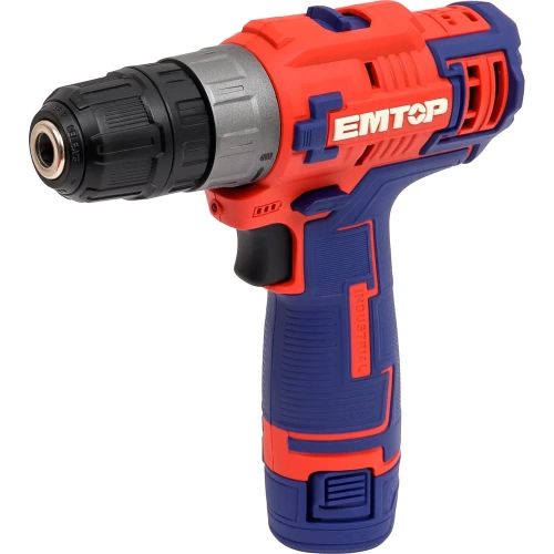 Аккумуляторная дрель-шуруповерт emtop 12 В, 0-400/0-1500 об/мин, 45 Нм, пластиковый патрон ECDL12620 Аккумуляторная дрель-шуруповерт emtop 12 В, 0-400/0-1500 об/мин, 45 Нм, пластиковый патрон ECDL12620
