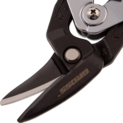 Ножницы по металлу, усиленные, 255 мм, прямой и левый рез, сталь СrMo, двухкомпонентные рукоятки GROSS PIRANHA 78349 фото 4 Ножницы по металлу, усиленные, 255 мм, прямой и левый рез, сталь СrMo, двухкомпонентные рукоятки GROSS PIRANHA 78349 фото 4