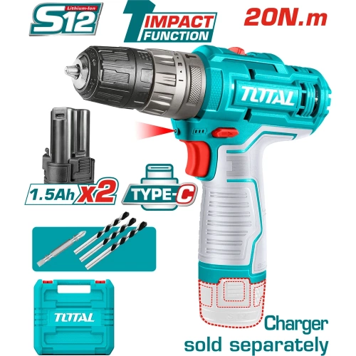 Аккумуляторная дрель-шуруповерт 12В 20Нм TOTAL TIDLI12202 фото 3 Аккумуляторная дрель-шуруповерт 12В 20Нм TOTAL TIDLI12202 фото 3