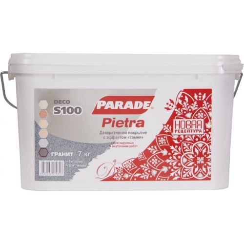 Покрытие декоративное с эффектом камня Parade Deco Pietra Гранит S100 7 кг
