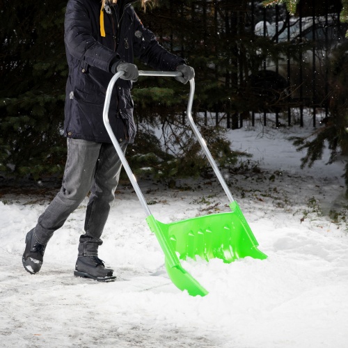 Движок для уборки снега пластиковый, 810 х 535 х 1300 мм, алюминиевая рукоятка, Сибртех фото 10