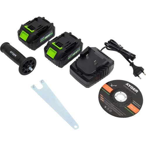 Машина углошлифовальная аккумуляторная AYGER бесщеточная, с двумя аккумуляторами 4Ah AG18BL4 фото 10