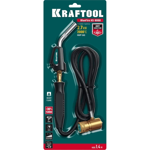 Газовая горелка KRAFTOOL KS-8000 Blue Fire с пьезоподжигом на баллон, шланг 1.4м, 2000C 55512 фото 8 Газовая горелка KRAFTOOL KS-8000 Blue Fire с пьезоподжигом на баллон, шланг 1.4м, 2000C 55512 фото 8