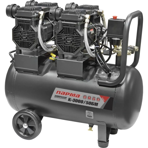 Компрессор Парма K-3000/50БМ безмасляный 2*1500 Вт, 50л, 474 л/м 02.014.00008 Компрессор Парма K-3000/50БМ безмасляный 2*1500 Вт, 50л, 474 л/м 02.014.00008