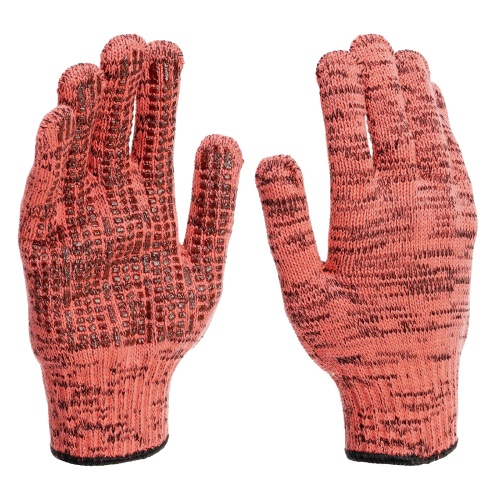 Перчатки трикотажные, акрил, усиленные, ПВХ-гель Протектор, цвет: коралл, 10 класс Сибртех