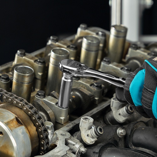 Ключ-трещотка 1/4", CrV, 90 зубьев, усиленный, хром Gross фото 11